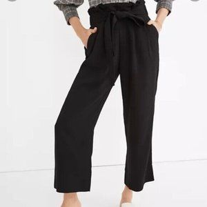 Madewell Paperbag Waist Black Pants Size Large Cropped  Pockets